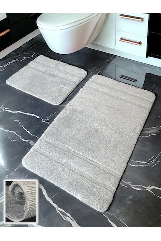 Salzach Açık Gri 2li Banyo Paspası 60x100 50x60 Cm Açık Gri