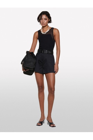 Sisley Streç Pamuklu Cepli Yüksek Bel Slim Fit Şort Kadın Siyah Şort - 325p4ed4l901n Siyah