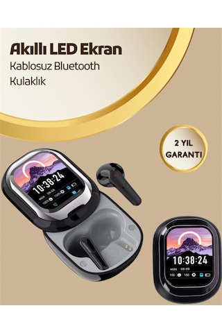 Akıllı Ekranlı Bluetooth 5.4 Kablosuz Kulaklık Dokunmatik Ve Şarj Kutulu - Diğer