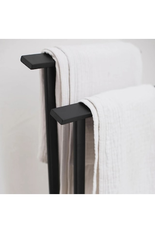 Albany Ayaklı Metal Banyo Havlu Askılığı Siyah
