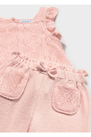 Kız Bebek Güpürlü Pantolon Bluz Takım 1515 Pembe
