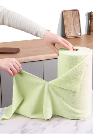 Çok Amaçlı Rulo Mikrofiber Temizlik Bezi 30x30 75 Yapraklı Yeşil Yeşil