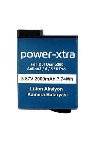 Power-xtra - Osmo360 - Action 3/4/5/6 Pro - 3.87v 2000 Mah Li-ion Aksiyon Kamera Bataryası
