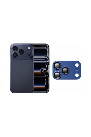 iPhone Uyumlu 17 Pro Max Kamera Koruyucu+ Ekran Koruyucu- Mavi