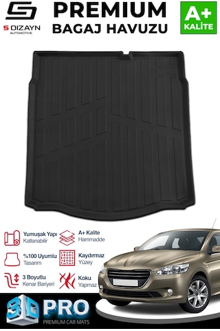 S-dizayn Peugeot 301 3d Pro Bagaj Havuzu 2012 Üzeri A+ Kalite