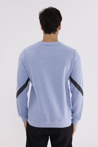 Rowinger Kol Şerit Detaylı Yuvarlak Yaka Göğüs Logolu Rahat Kalıp Mevsimlik Sweatshirt Baby Blue
