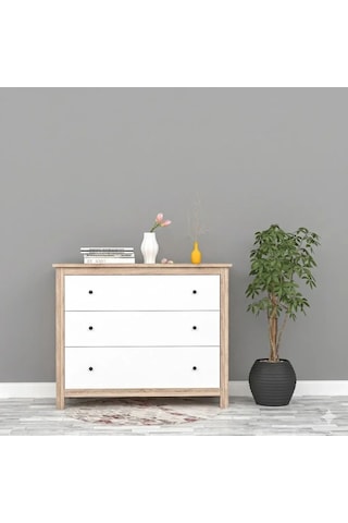 Bubble 3 Çekmeceli Şifonyer Mdf Beyaz
