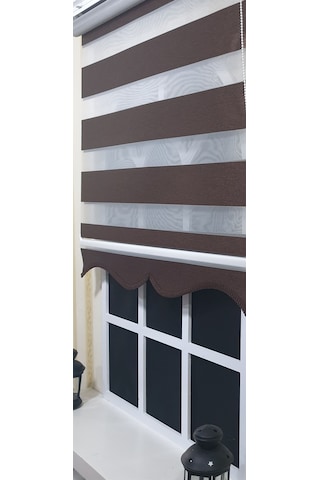 Zebra Stor Perde Kahverengi Etek Dilimli St 004