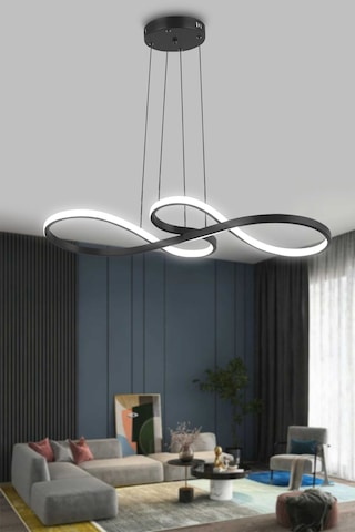 Yol Modern Sarkıt Mutfak, Balkon Led Avize - Kumandalı / Siyah Siyah