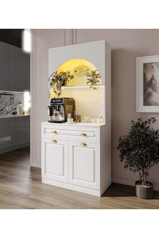 Guneystore Armoni Gold Mini Kahve Köşesi Komple Mdf Beyaz