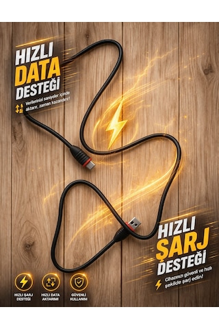 Type-c Usb Sarj Kablo 120w 6a 10 Adet Kalın Kablo Hızlı Sarj Destekli 100w