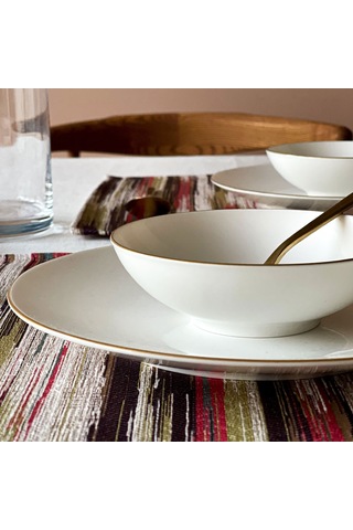 Alesta Home Çizgili Jakarlı Kumaş 6'lı Amerikan Servis 50 x 35 CM Pembe