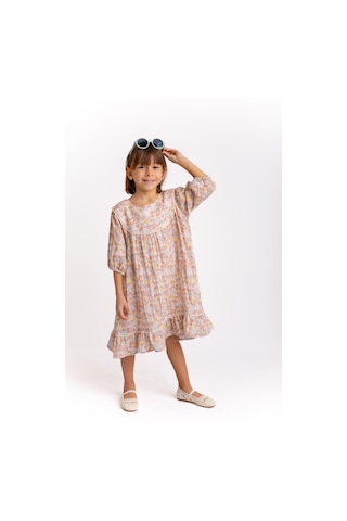 Kopanakili Çıtır Müslin Kız Çocuk Elbise Gül Kurusu Gülkurusu
