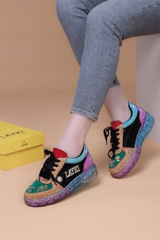 Astra Taşlı Desenli Şeffaf Taban Renkli Kadın Sneaker-renkli Çok Renkli