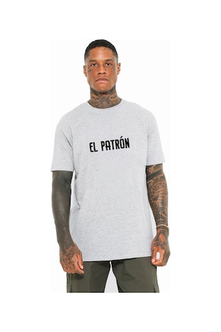 Gang Serıes Erkek Gri Oversize Medellin Baskılı T-shirt Gri