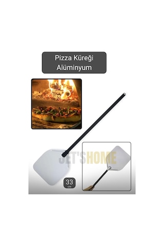 Pizza Küreği Alüminyum Lahmacun Küreği Saplı Fırın Küreği Asılabilir 33 Cm Çaplı