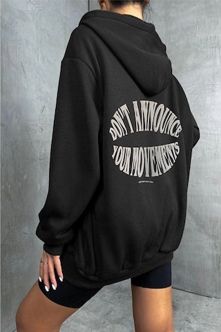 Altamira Unisex Gri Wrst Sırt Baskılı Ince Mevsimlik Kapşonlu Oversize Hırka 001