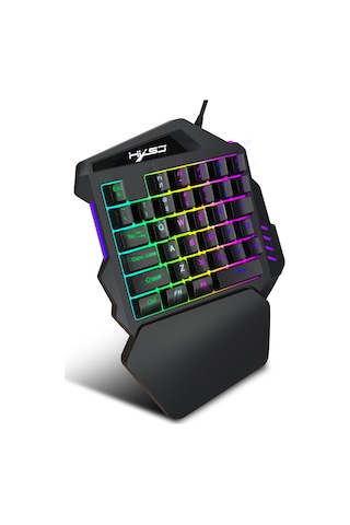 Samdoo Hxsj J50 Tek Elle Oyun Klavyesi - 35 Tuş, 5500 Dpı, 7 Butonlu, Rgb Aydınlatmalı, Ergonomik Diğer