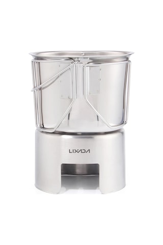 Lixada Gümüş Kamp Tencere Paslanmaz Çelik Kantin Fincan Asılı Gümüş