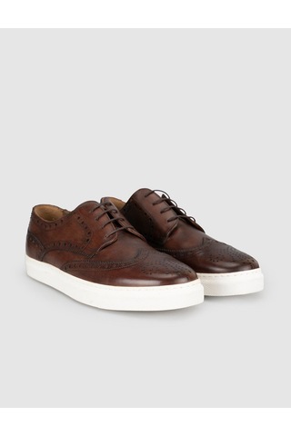 Cabani Taba Hakiki Deri Erkek Oxford Sneaker Kahverengi