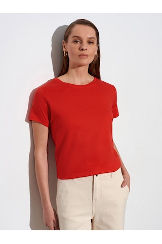 Dilvin 32852 Basic T-shirt-kırmızı