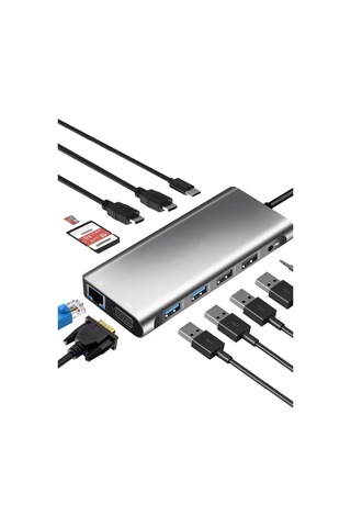 Büro Ev Ofis Cihazları İçin Usbc-12hub Çift Hdmı