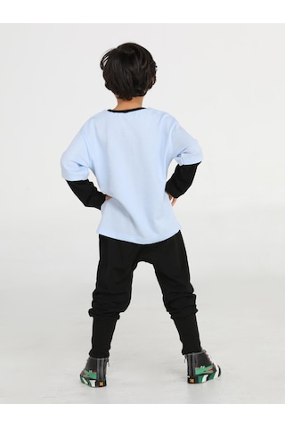 Casabony Skull Pirate Oversize T-Shirt + Baggy Pantolon Takım-Mavi