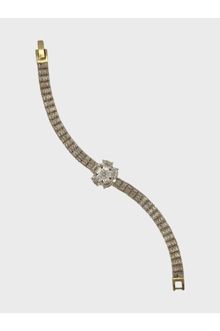 Arnes Jewelry Çelik Gold Zirkon Taşlı Su Yolu Bileklik Ar569nes Ar630nes Gold