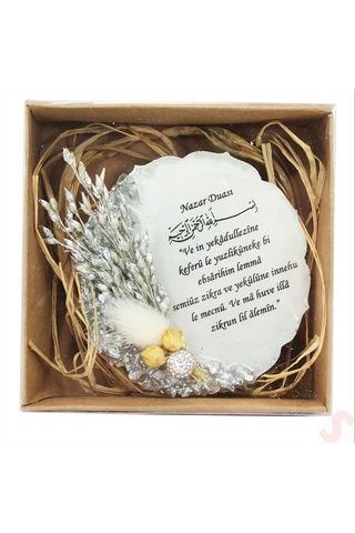 Kutulu Ve Süslü 6,50 Cm Epoksi Taşlı Magnet, Gümüş - 1 Adet Gümüş