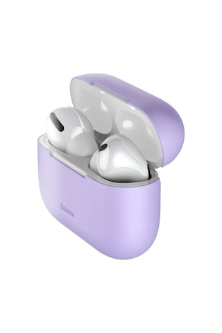 Baseus Super Thin Silica Gel Apple Uyumlu AirPods Pro İnce Silikon Kılıf Mor