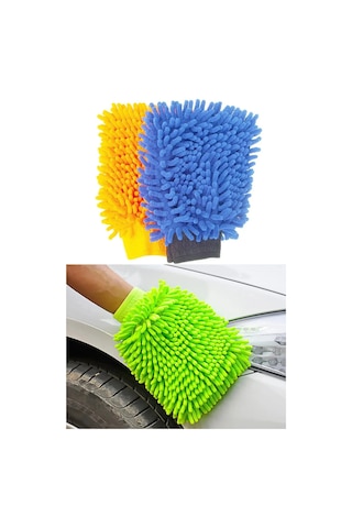 Mikrofiber Şönil Temizlik Bezi Makarna Eldiven Oto Yıkama Köpükleme Eldiveni