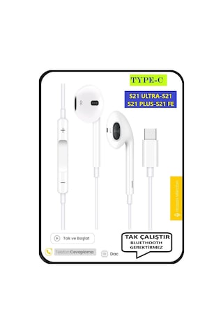 Galaxy Uyumlu S21 Ultra S21 S21 Fe S21 Plus Kulaklık Type C Kulaklık Kablolu Tak Çalıştır Diğer