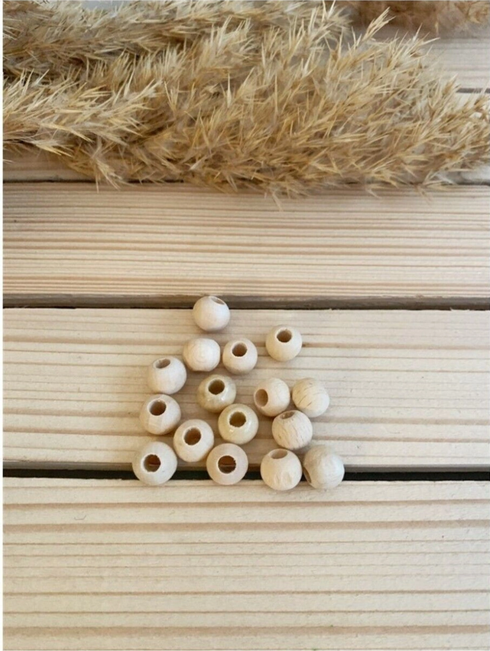 10 Mm Ham Ahşap Yuvarlak Boncuk 200 Adet