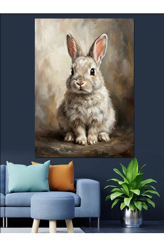 Pamuk Şekeri Gibi Sevimli Tavşan Dekoratif Kanvas - Mdf Ahşap Tablo