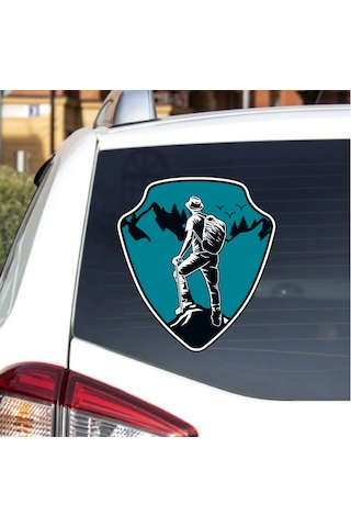 Dağcı Maceracı Sticker - Kamp Adventure Off Road 4x4 Sticker - Araba Oto Motosiklet Karavan Cam Sticker - 00061 10X9 Cm