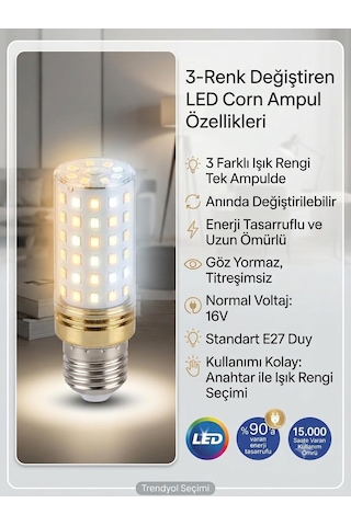 Alvina E27 Duylu 16watt 3000k 6000k 1000-1999 Lümen Beyaz/sarı/günışığı Renk Mısır Led Ampul 1