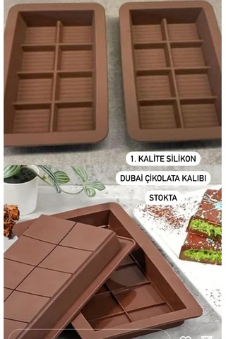 8 Bölmeli Dubai Çikolatası Yapma Kalıbı Silokon Kek Kalıbı Bpa Free 14x9,5x2,5 Cm 2 Adet Silikon Diğer