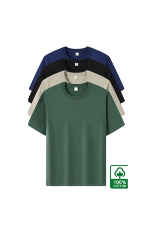 Cool Tarz Erkek Oversize Siyah Taş Yeşil Lacivert %100 Pamuklu 4'lü T-shirt Paketi Siyah-taş-yeşil-lacivert Siyah-taş-yeşil-lacivert