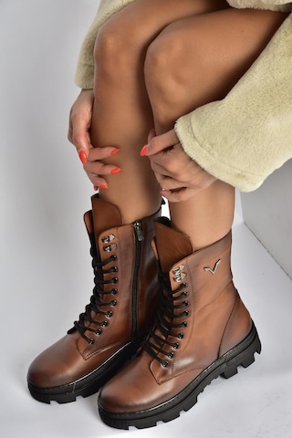 Fox Shoes V999049103 Taba Hakiki Deri Kadın Postal Bot Taba-hakiki Deri