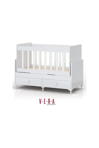 Anne Yanı Sallanır Bebek Beşiği, Mavi Uyku Setli, Yataklı, Çekmeceli 60 X 120 Mavi