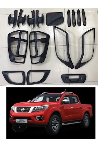 Autogp Nissan Navara Kaplama Seti Siyah Full 2016+ Kapı Kolu Far Stop Çerçeve Np300