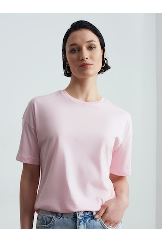 Dilvin 3683 Basic T-shirt-toz Pembe Toz Pembe