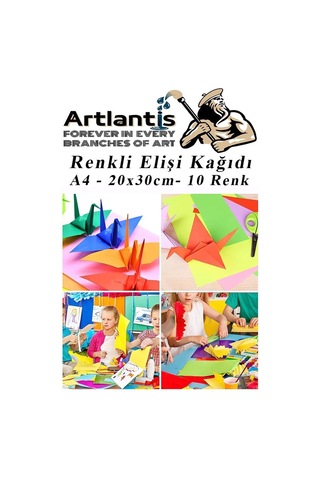 Artlantis Elişi Kağıdı A4 10 Renk 2 Paket El İşi Kağıdı 10 Lu Kreş Ana Sınıfı Okul Öncesi Sınıf Malzemesi
