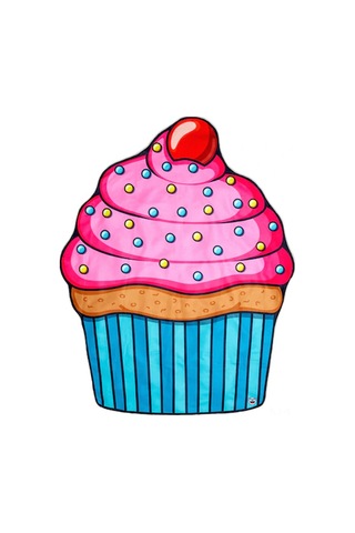 Padalink Büyük Boy Cupcake Desenli Plaj Battanı - Çok Renkli, Kumdan Koruyucu, Makine Yıkama Uygun, Plaj/p Havuzu İçin DiğER
