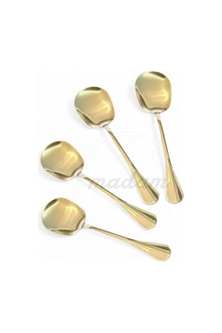 Madamev 4'lü Gold Servis Kaşığı Paslanmaz Çelik Lüx Salata Börek Pasta Fırın Tavuk Patates Servis Ka