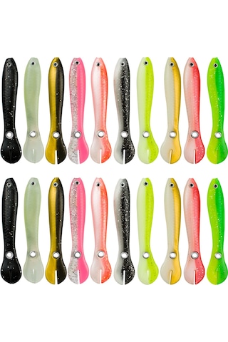 Teltree Bass, Turna Ve Alabalık İçin 10cm Yumuşak Yem: Karides Yağı Ve Parıltılı Pullarla Donatılmış, 20'li Paket, Tüm Mevsimlerde Kullanım