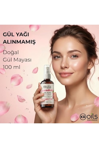 Kaoils Saf Gül Suyu - 100% Pure Rose Water 100 Ml - Doğal Gül Mayası Hidrolatı - Canlandırıcı Ve Nemlendirici Yüz Toniği Cam Şişe Ve Sprey