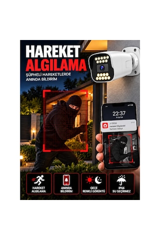 J-tech K1020 5mp Ip Sesli Renkli Gece Görüşlü 4 Lü Akıllı Güvenlik Kamera Seti Yüz Ve Araç Tanıma