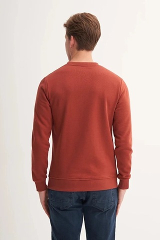 Cazador Slim Fit Mevsimlik 3 İplik Pamuk Karışımlı Sweatshirt-54185 Kiremit