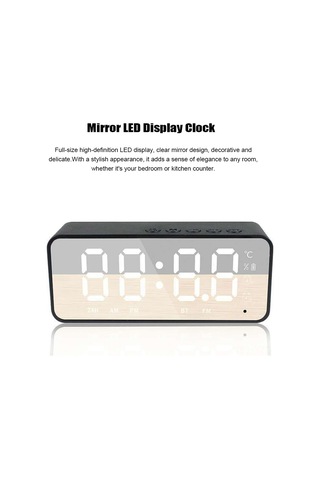 Yuntech01 Müzik Ve Alarm Çift Fonksiyonlu Mini Bluetooth Hoparlör, Aynalı Led Ekran, Yüksek Kaliteli Ses, Pilli Ev Kullanıma Uygun Pembe